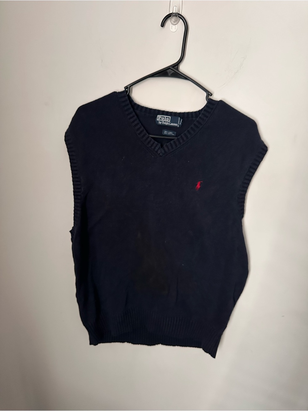 Ralph Lauren Navy V-Neck Sweater Vest with Red Logo